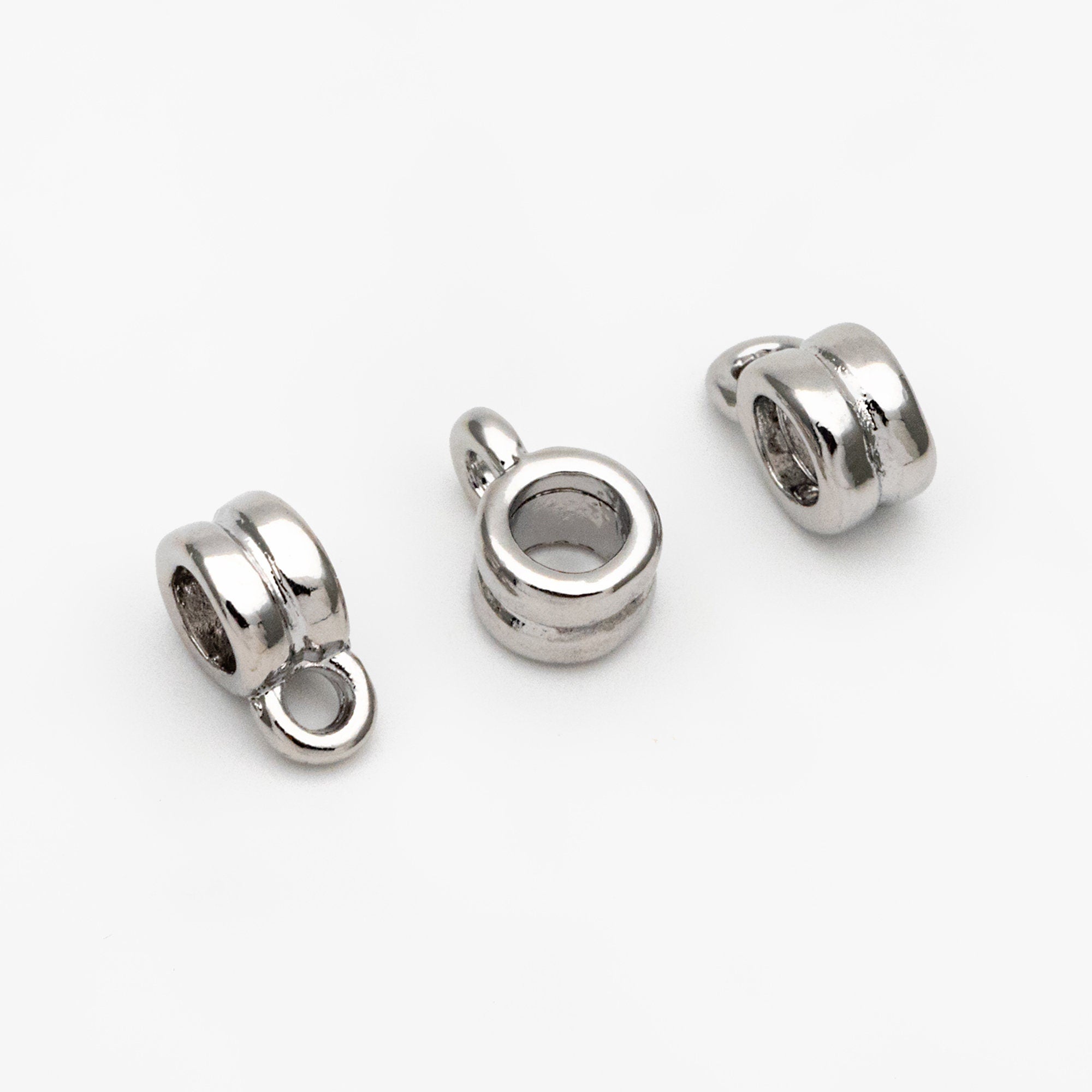 10pcs Gold/ Silver Bail Beads, Bail Charm Holder Spacer with Loop, Tube Bails, Cord Bails, Slider Bails, Spacer Ring (GB-1328-B)